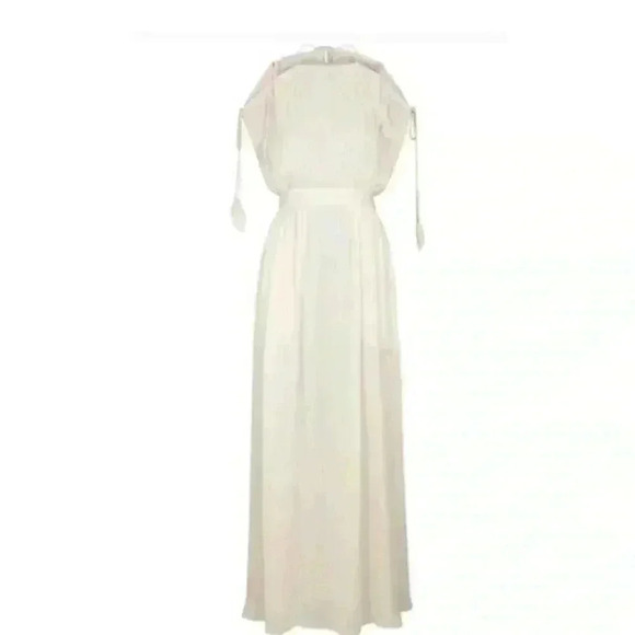 Tory Burch NWT Evalene Ivory Cold Shoulder Crepe Maxi Dress Size 2 - Picture 10 of 11